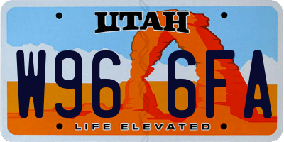 UT license plate W966FA