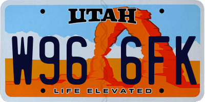 UT license plate W966FK