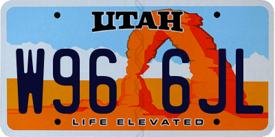 UT license plate W966JL