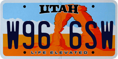 UT license plate W966SW