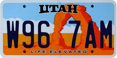 UT license plate W967AM
