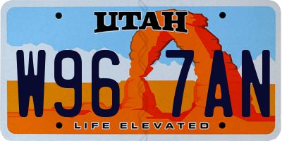UT license plate W967AN