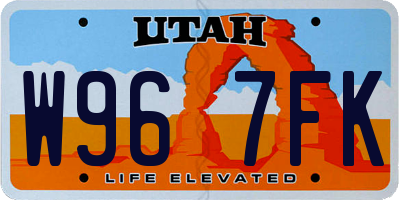 UT license plate W967FK