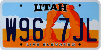 UT license plate W967JL