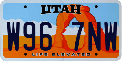 UT license plate W967NW