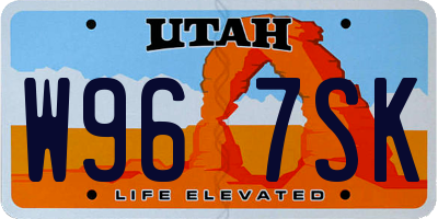 UT license plate W967SK