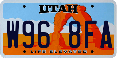 UT license plate W968FA