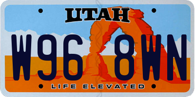 UT license plate W968WN