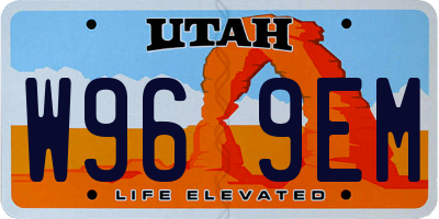 UT license plate W969EM