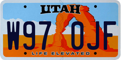 UT license plate W970JF