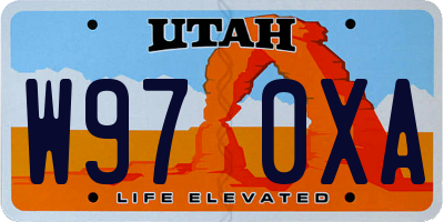 UT license plate W970XA