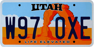 UT license plate W970XE