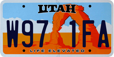 UT license plate W971FA