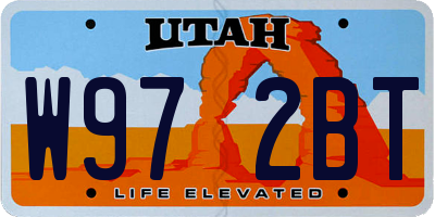 UT license plate W972BT