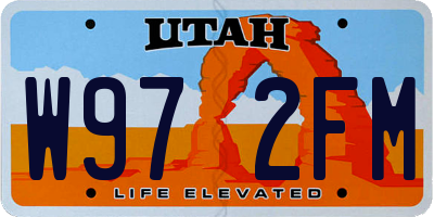 UT license plate W972FM