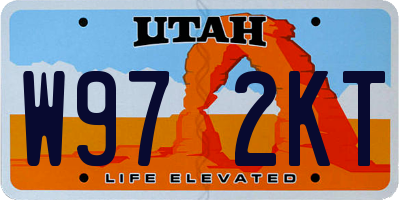 UT license plate W972KT