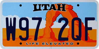 UT license plate W972QF