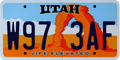 UT license plate W973AF