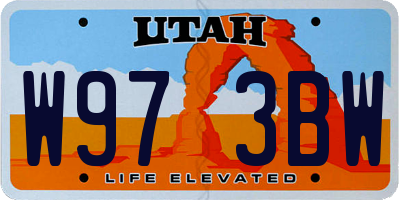 UT license plate W973BW
