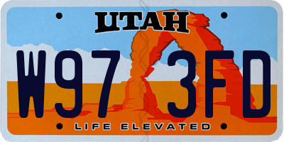 UT license plate W973FD