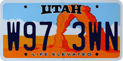 UT license plate W973WN