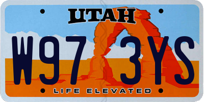 UT license plate W973YS