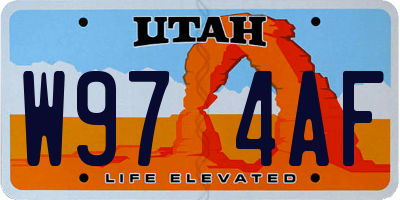 UT license plate W974AF