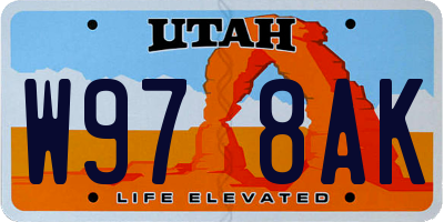 UT license plate W978AK