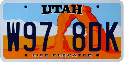 UT license plate W978DK