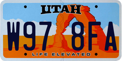 UT license plate W978FA