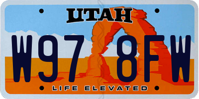 UT license plate W978FW