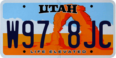 UT license plate W978JC