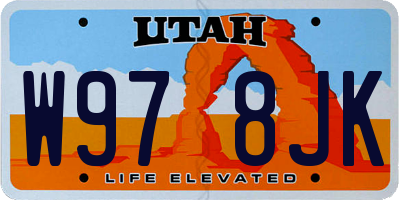 UT license plate W978JK