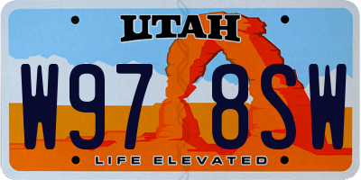 UT license plate W978SW
