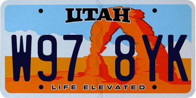 UT license plate W978YK