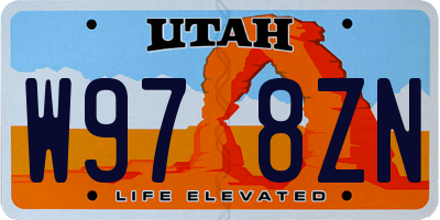 UT license plate W978ZN