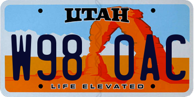 UT license plate W980AC