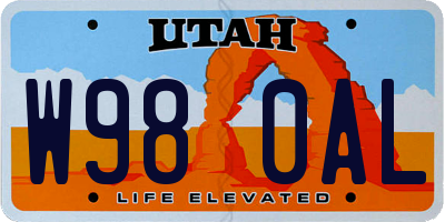 UT license plate W980AL