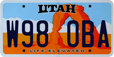 UT license plate W980BA