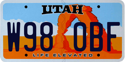 UT license plate W980BF