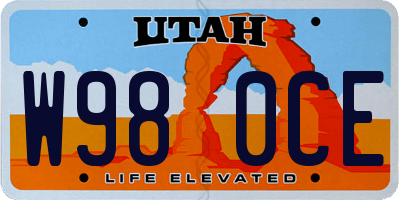 UT license plate W980CE
