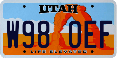 UT license plate W980EF