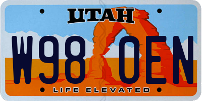 UT license plate W980EN