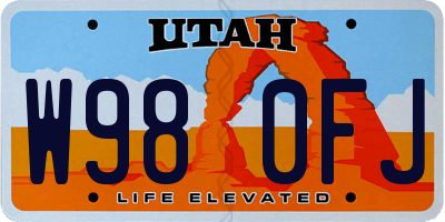 UT license plate W980FJ