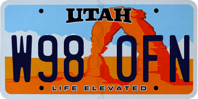 UT license plate W980FN