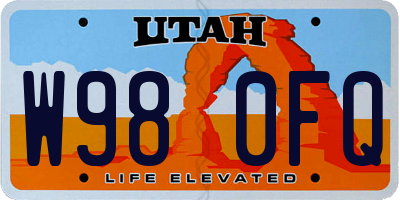 UT license plate W980FQ