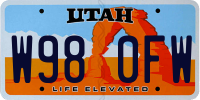 UT license plate W980FW