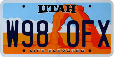 UT license plate W980FX