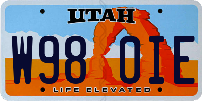 UT license plate W980IE