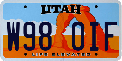 UT license plate W980IF
